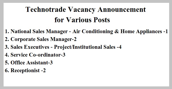 Technotrade Vacancy Announcement