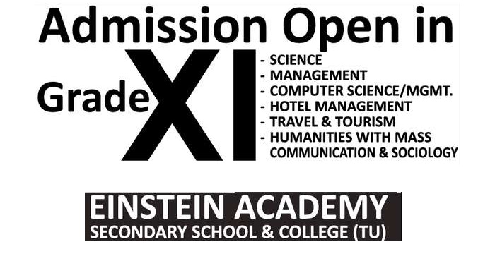 Admissions Open to class 11 at Einstein Academy Secondary School and College