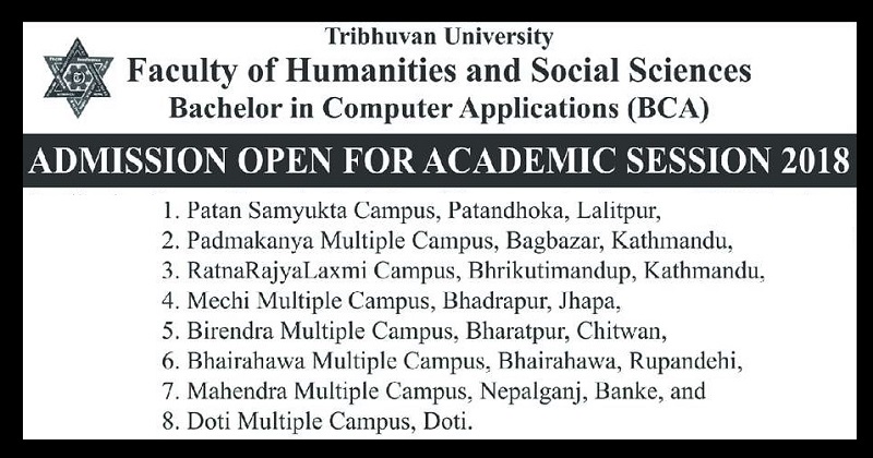 Admission Open to Bachelor in Computer Applications BCA