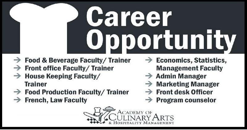 Culinary Arts and Hospitality Management Vacancy