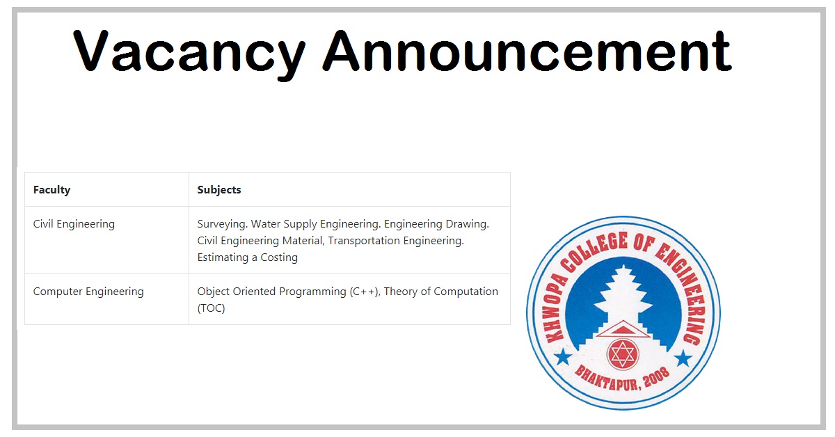 Khwopa College of Engineering Vacancy