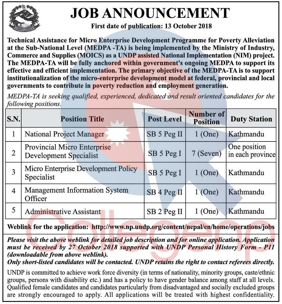 MEDPA-TA Project Job Vacancy Announcement