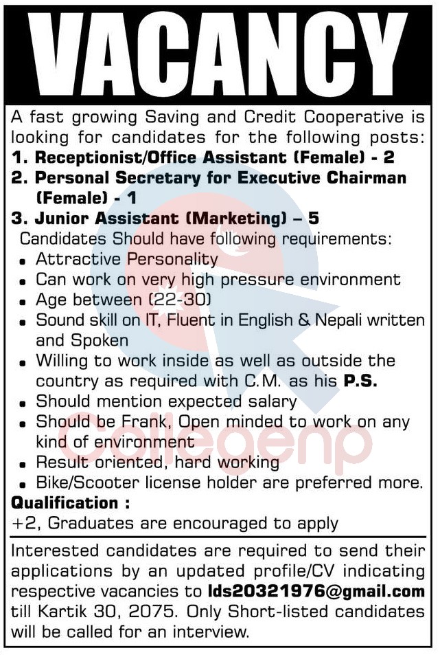 Saving and Credit Cooperative Job Vacancy Notice