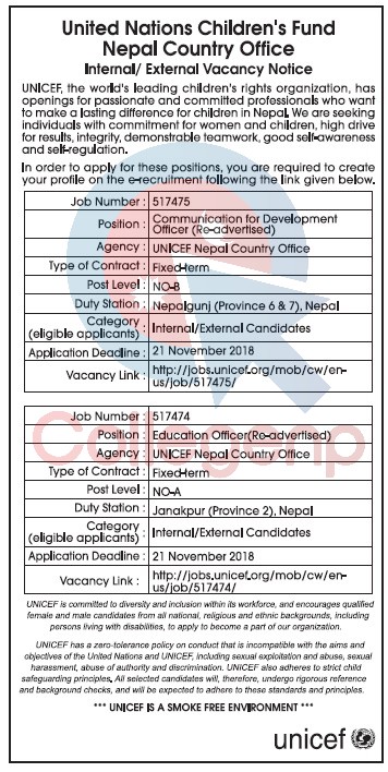 Unicef Job Vacancy in Nepal