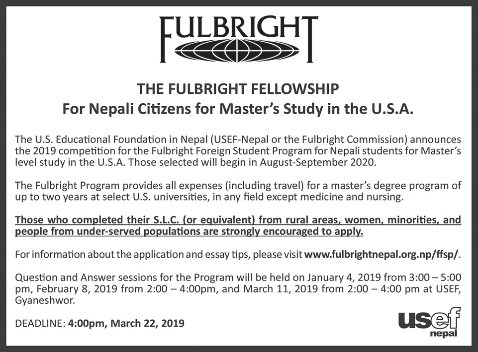 Fulbright Fellowship for Nepali 2020