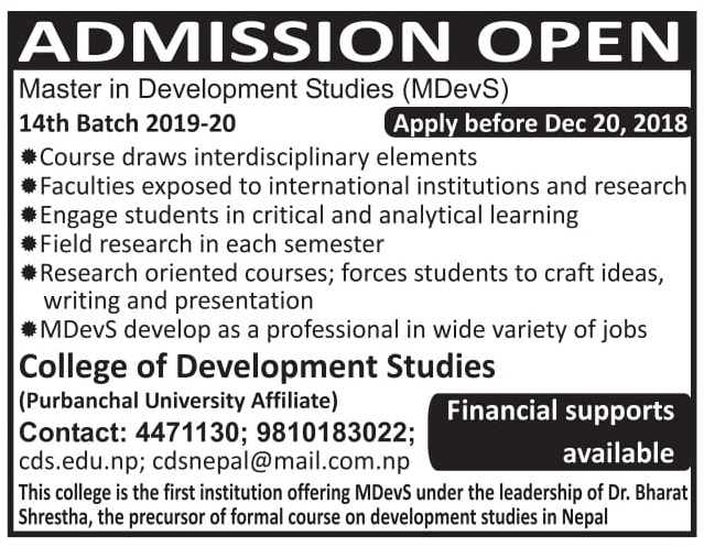 Master in Development Studies at College of Development Studies