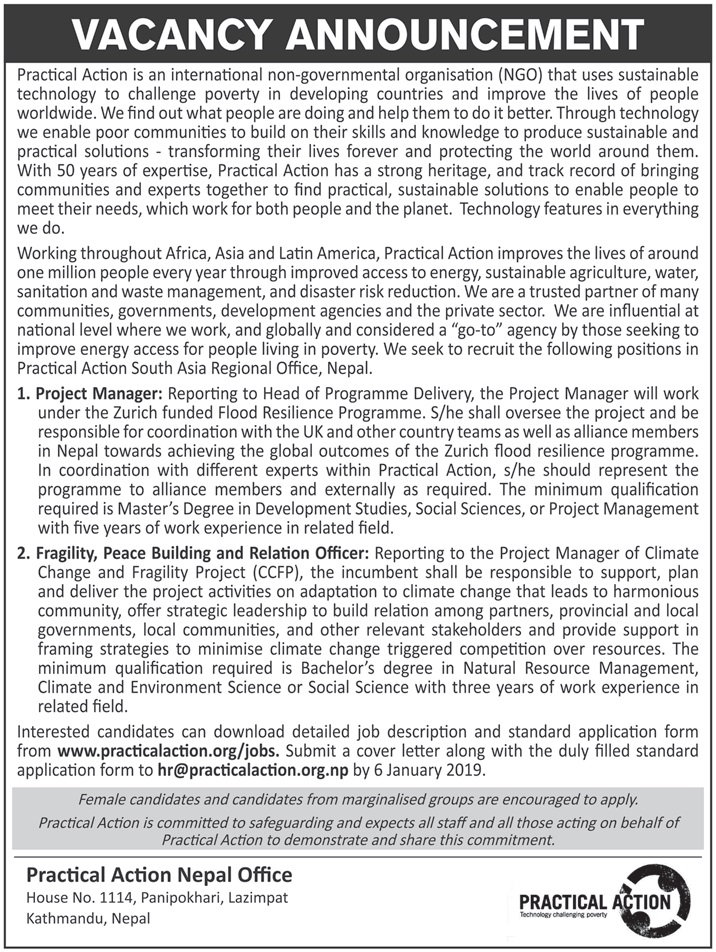 Practical Action Nepal Vacancy