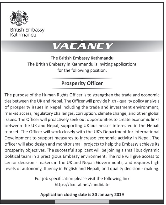 British Embassy Kathmandu Vacancy