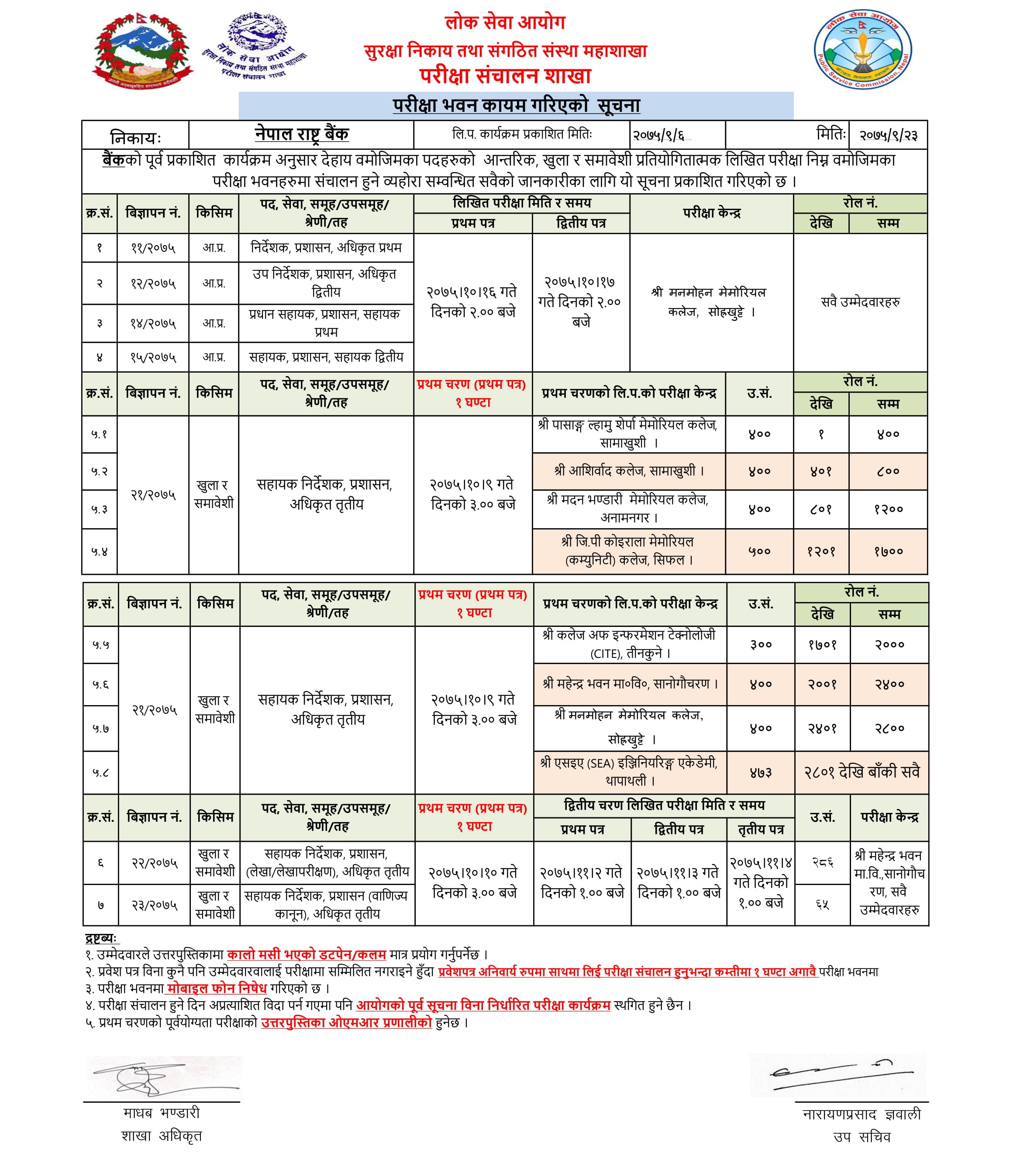 Nepal Rastra Bank Exam Center