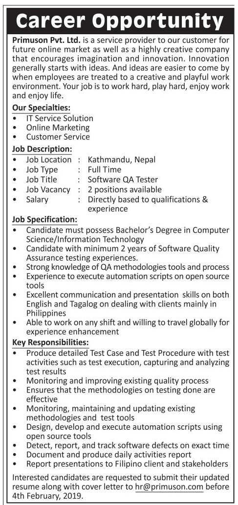 Vacancy from Primuson