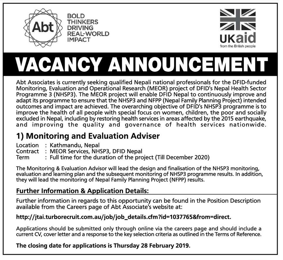 Abt Associates Job Vacancy Notice