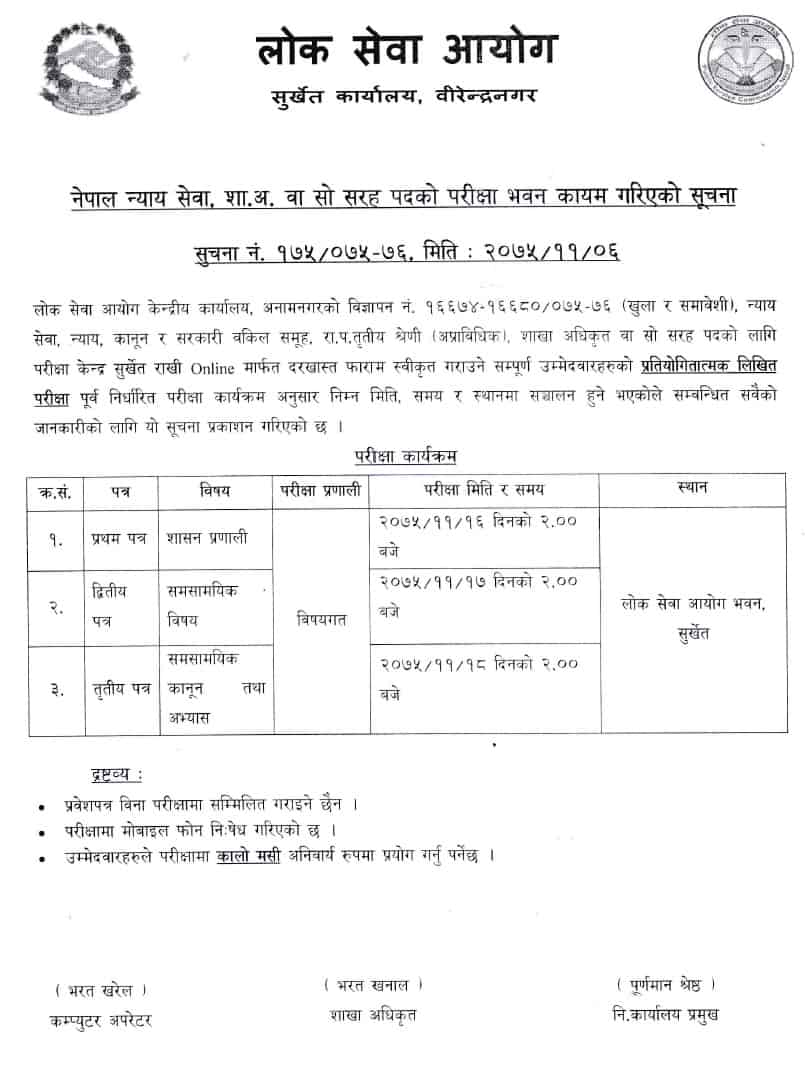 Lok Sewa Aayog Surkhet Notice