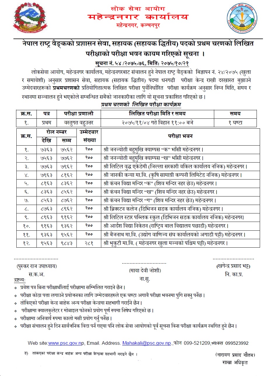 Nepal Rastra Bank Exam Center Mahendranagar