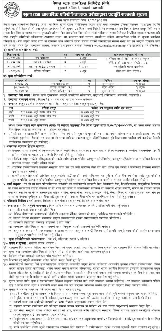 Nepal Stock Exchange Vacancy