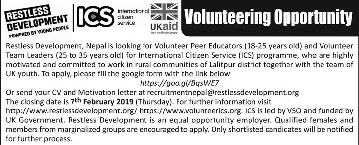 Restless Development Nepal Volunteering Opportunity