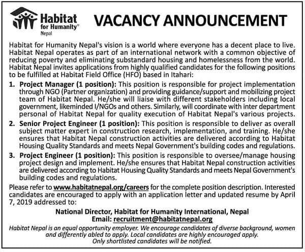 Habitat for Humanity Nepal Vacancy