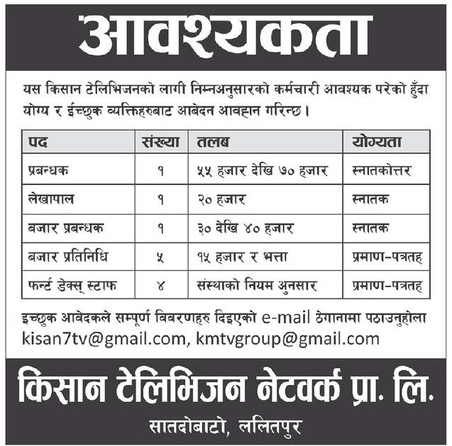 Kisan Television Network Vacancy