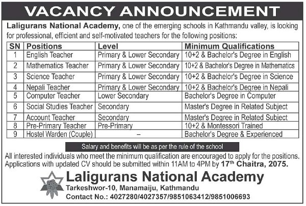 Laligurans National Academy Vacancy