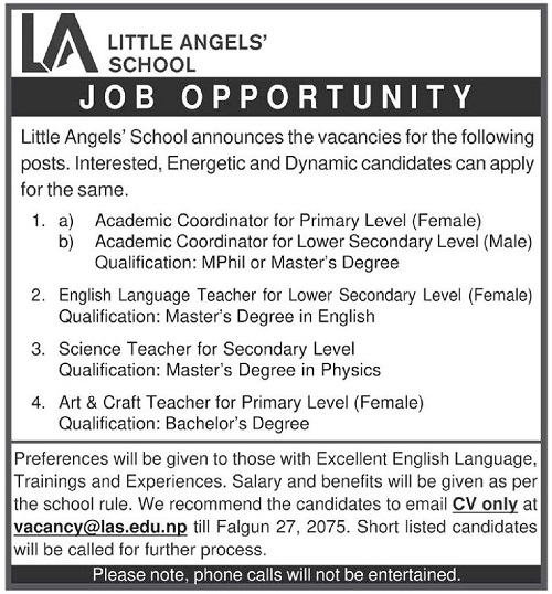 Little Angels School Vacancy