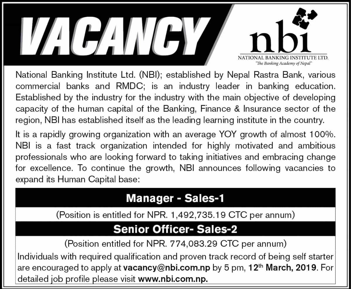 National Banking Institute Vacancy