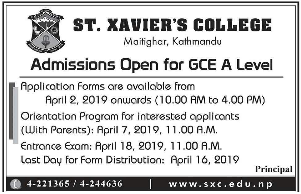 St. Xaviers College Admissions Open for GCE A Level