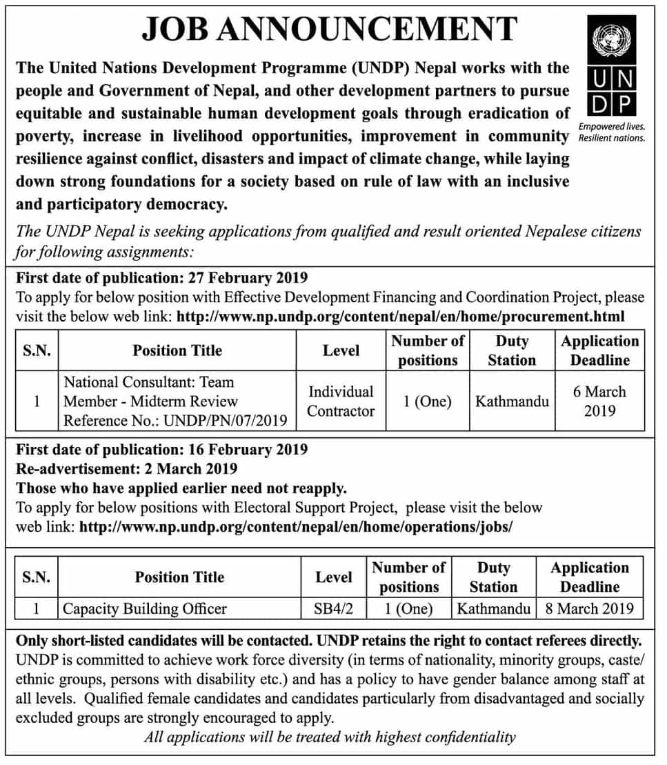 Vacancy Notice from UNDP Nepal