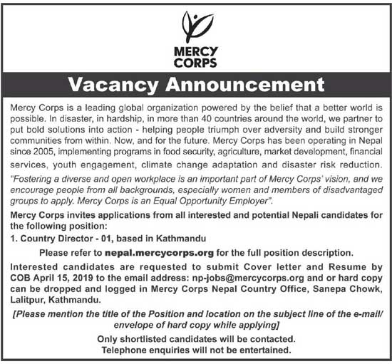 Mercy Crops Job Vacancy for Country Director