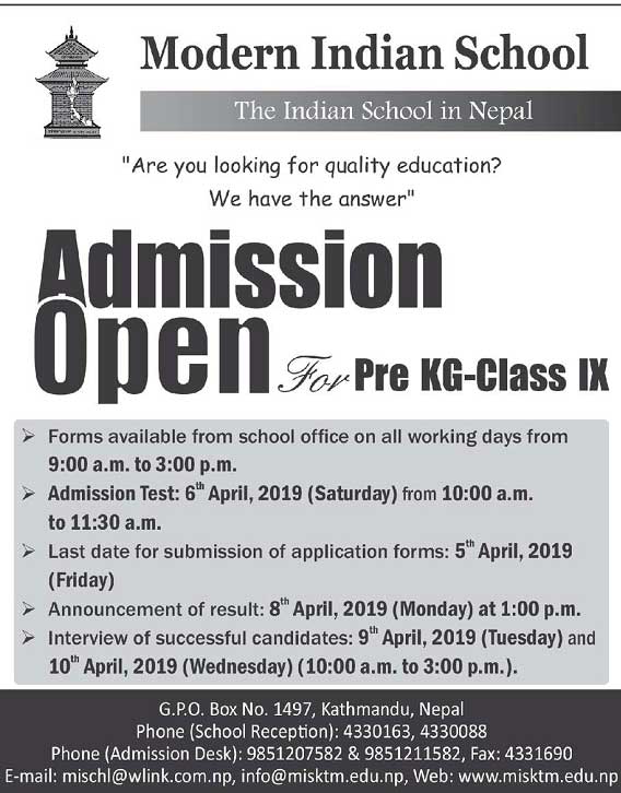 Modern Indian School Admission Open