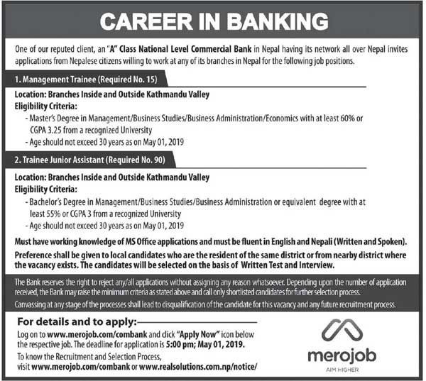 National Commercial Bank Vacancy Notice