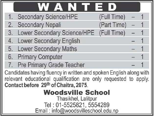 Woodsville School Vacancy Teachers