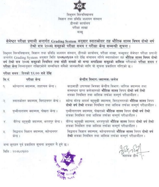 Master Second Year Physiology examination center and examination