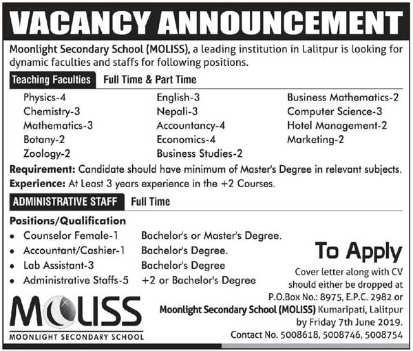 Moonlight Secondary School Vacancy