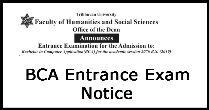 BCA Entrance Exam Notice - TUFOHSS