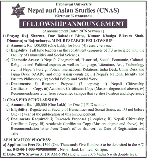 Fellowship at Centre for Nepal and Asian Studies