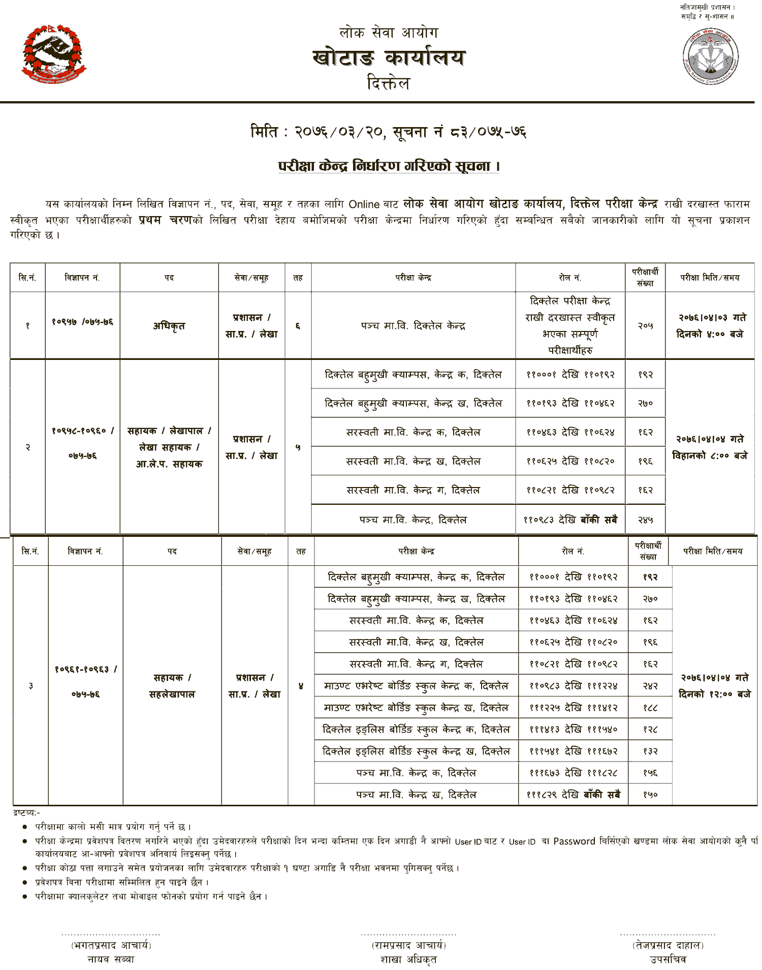 Local Level 4th, 5th and 6th Level Written Exam Center - Khotang