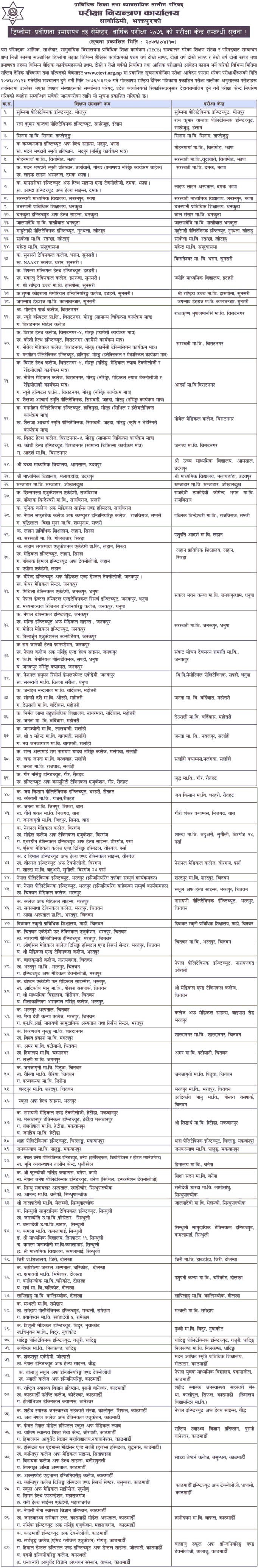 Diploma  PCL Level Examination Center - CTEVT