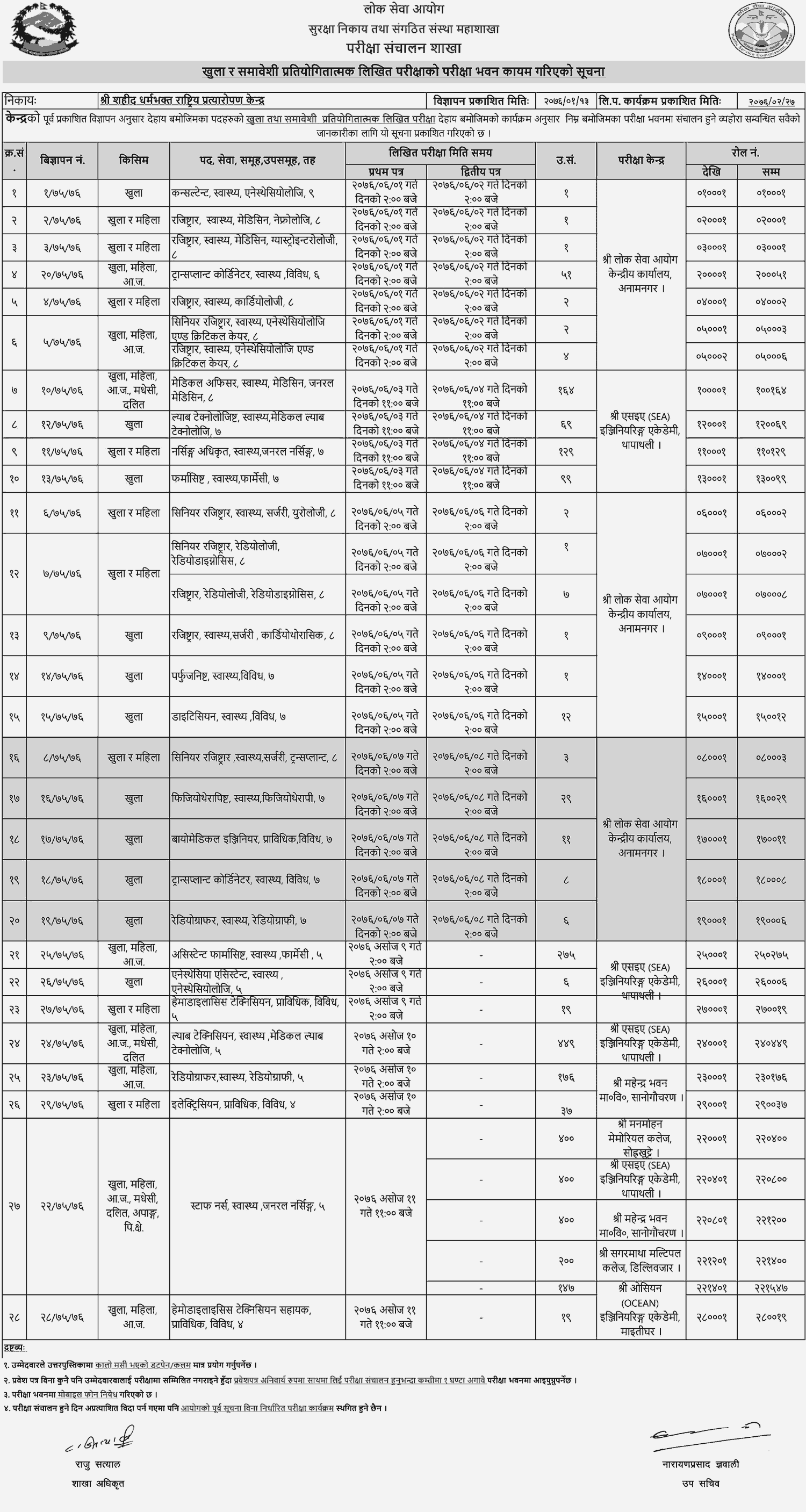 Human Organ Transplant Center  (HOTC) Written Exam Center 2076