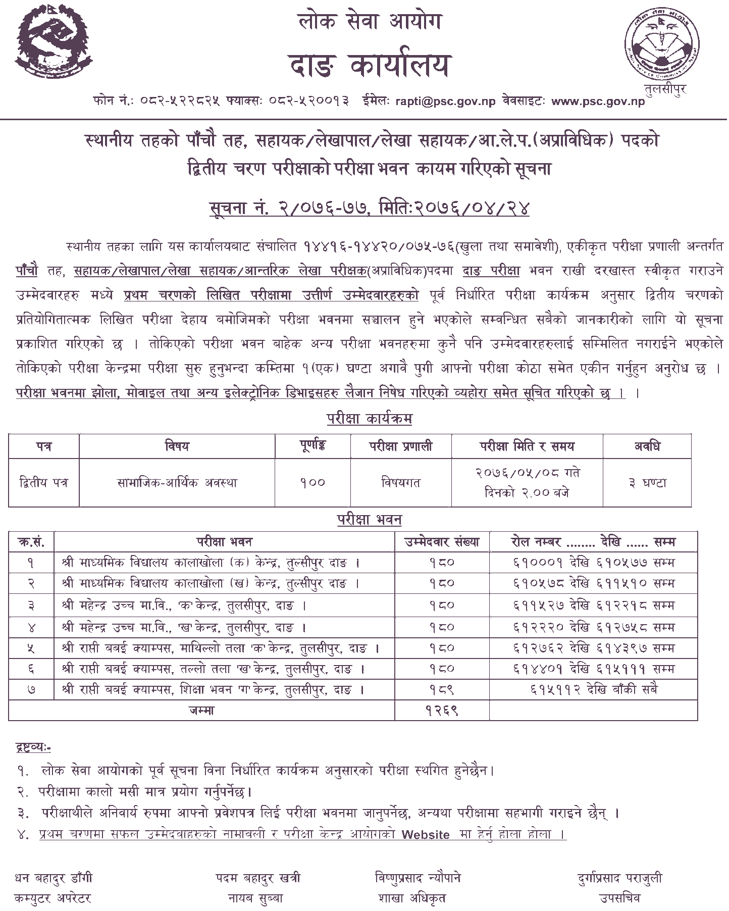 Local Level 5th Level Second Phase Exam Center - Dang