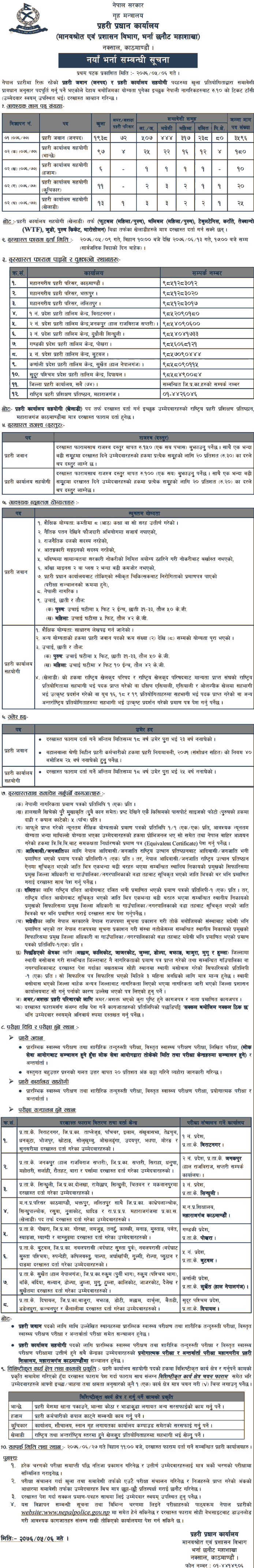 Nepal Police Vacancy 2076