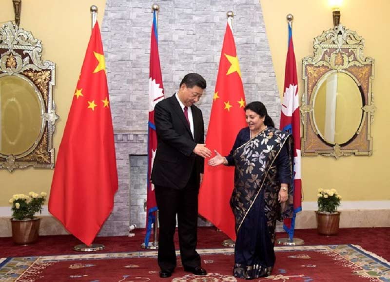 President Bhandari and Xi Jinping