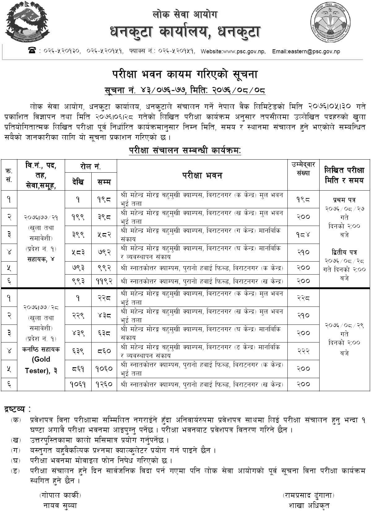 Nepal Bank Limited Dhankuta Written Exam Center