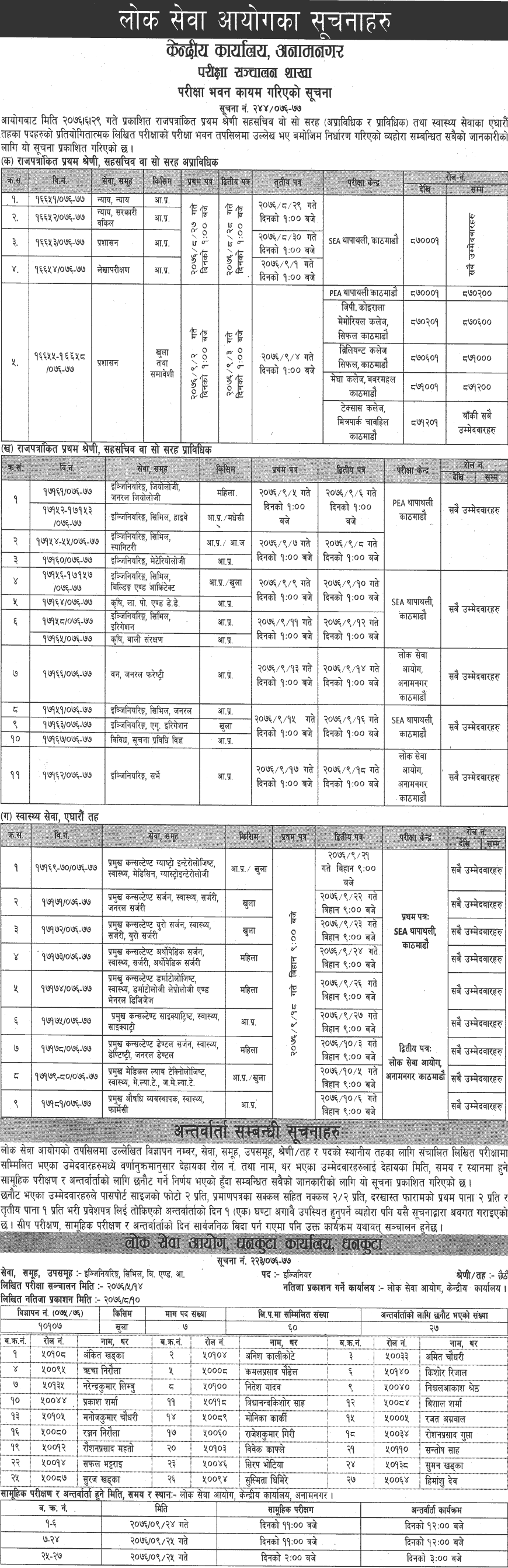 Lok Sewa Aayog Notice 2076 Manshir 18