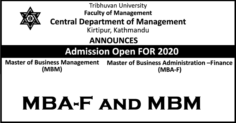 MBA Finance and MBM Admission Open at Tribhuvan University Faculty of Management