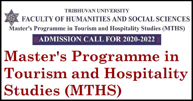 Master's Programme in Tourism and Hospitality Studies (MTHS) Admission Open