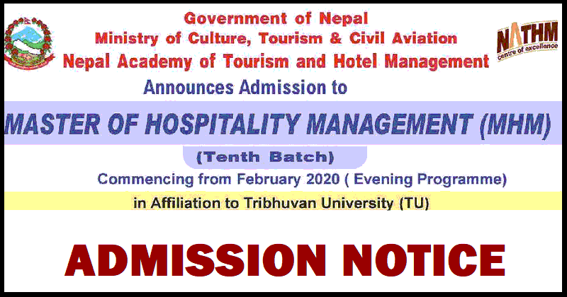 Master of Hospitality Management (MHM) Admission Open at NATHM