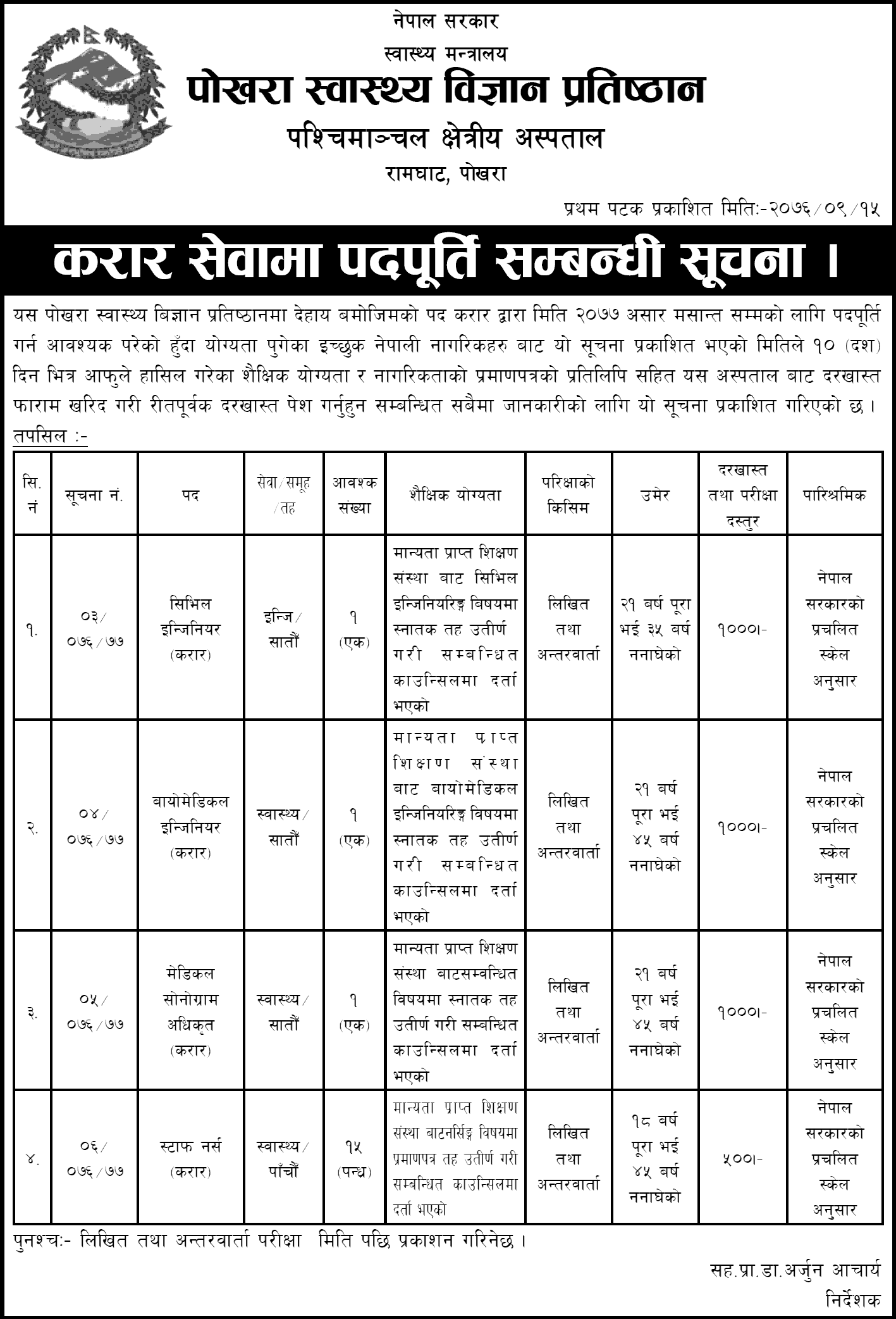 Western Regional Hospital Vacancy for Various Positions