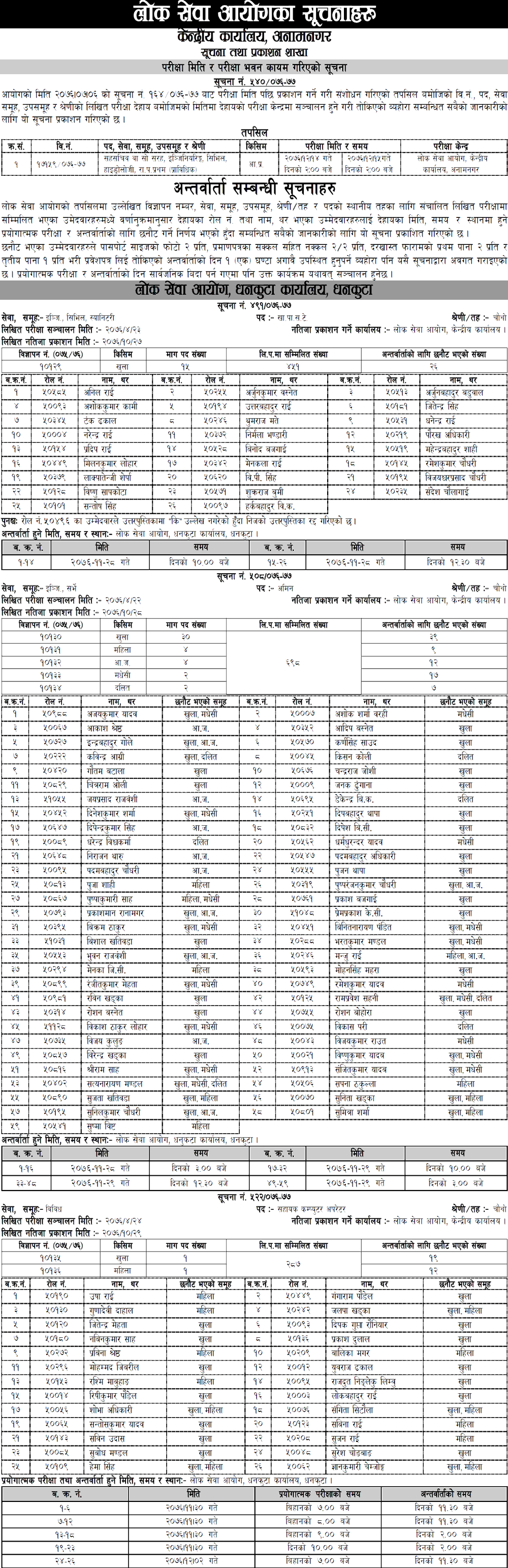 Lok Sewa Aayog Notice 2076 Falgun 7