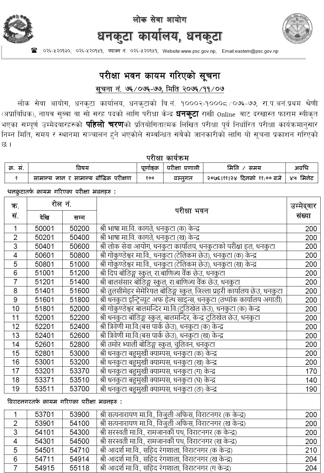 Nayab Subba First Phase Written Exam Center - Dhankuta