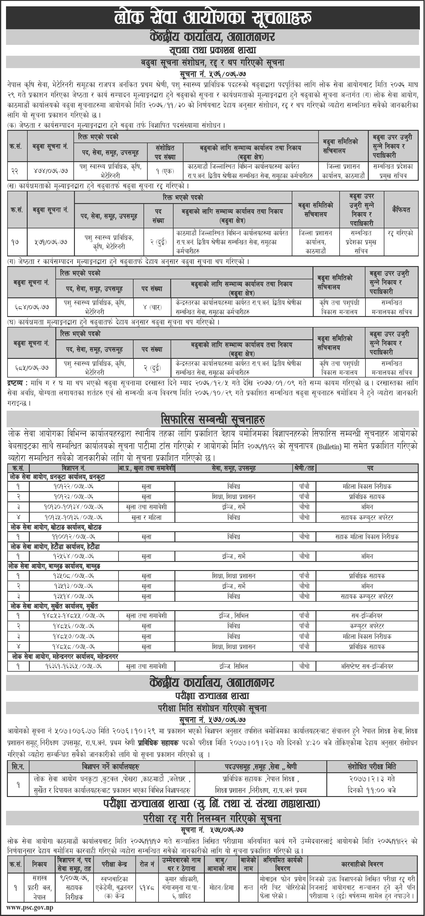 Lok Sewa Aayog Notice 2076 Chaitra 5