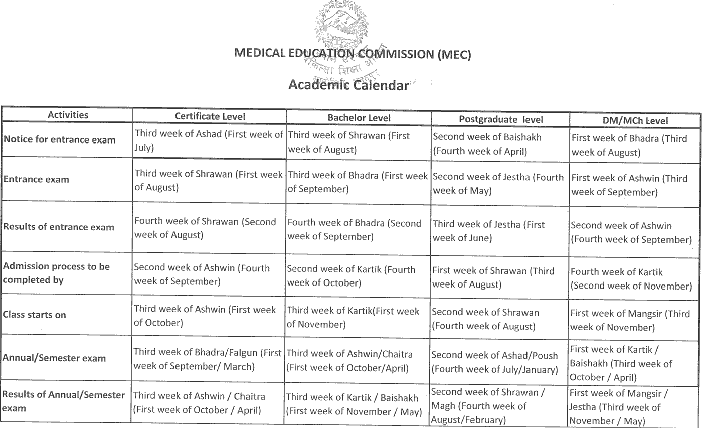 Medical Education Commission Published the Academic Calendar